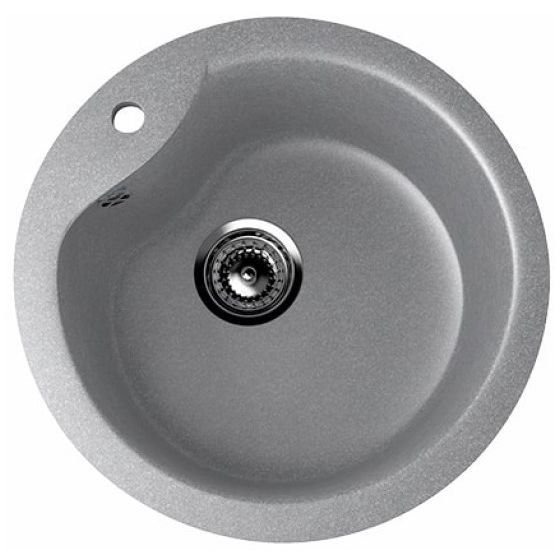 Мойка кухонная Ulgran (Улгран) из искусственного мрамора круглая U-102, цвет: графит, база: 45.5х45.5 см, арт. U-102-342