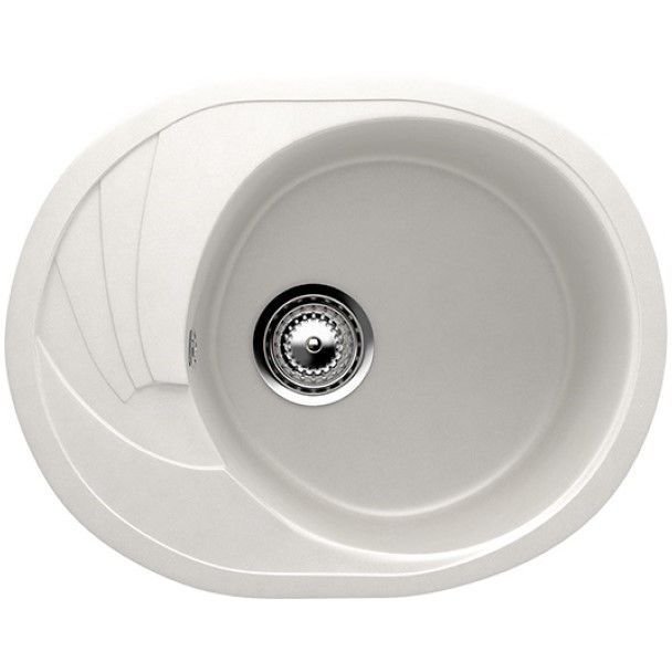Мойка кухонная Ulgran (Улгран) из искусственного мрамора овальная U-403, цвет: ультра-белый, база: 54.5х44 см, арт. U-403-341