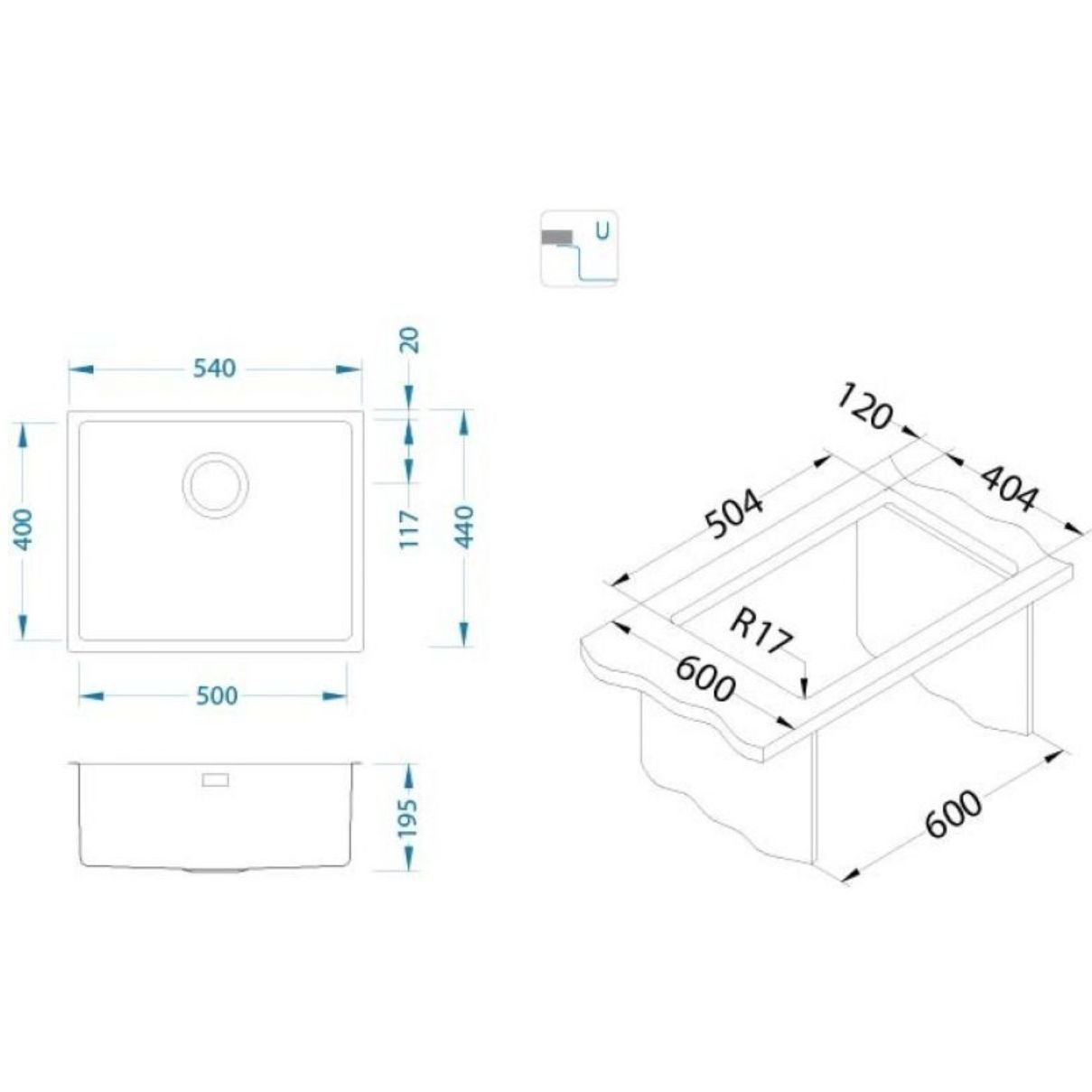 Мойка кухонная прямоугольная Alveus (Алвеус) Monarch Kombino 50 Copper SAT (1120381) с выпуском без сифона
