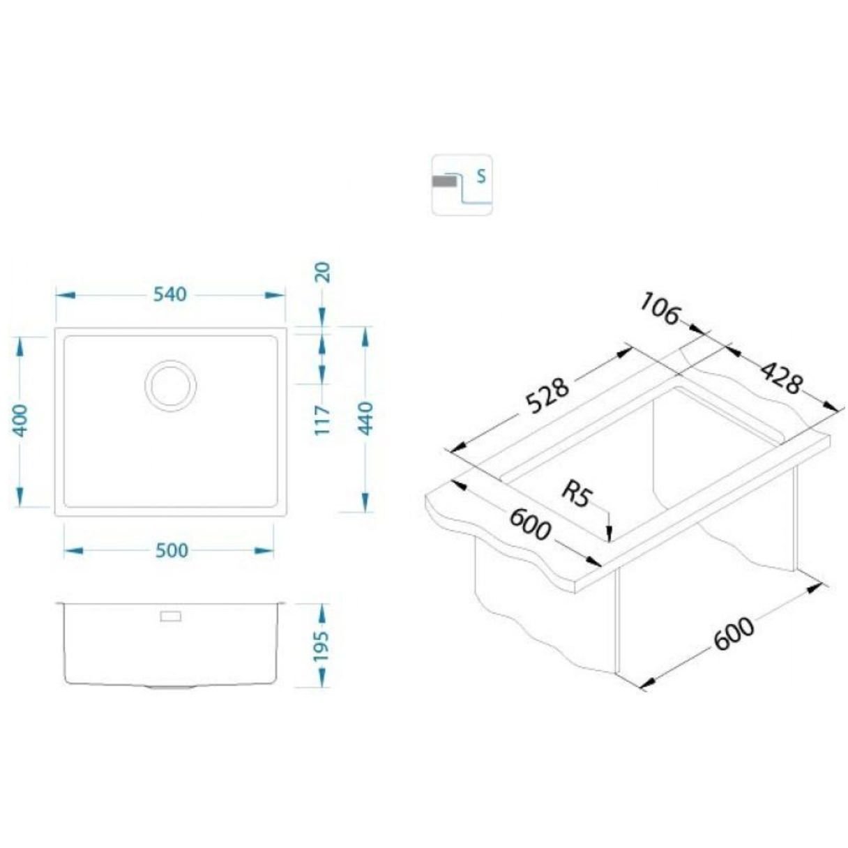 Мойка кухонная прямоугольная Alveus (Алвеус) Monarch Kombino 50 Gold SAT (1120902) с выпуском без сифона