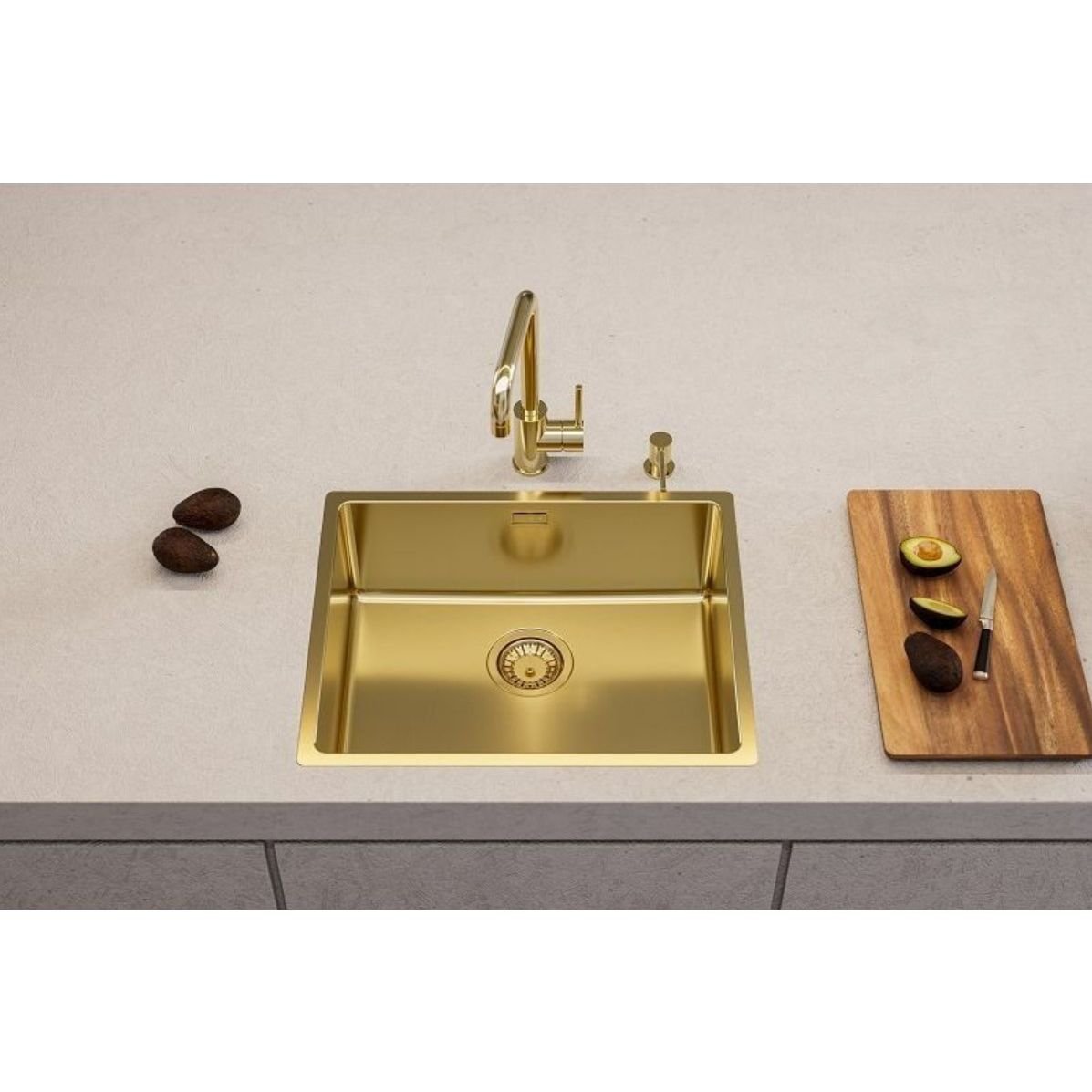 Мойка кухонная прямоугольная Alveus (Алвеус) Monarch Kombino 50 Gold SAT (1120902) с выпуском без сифона