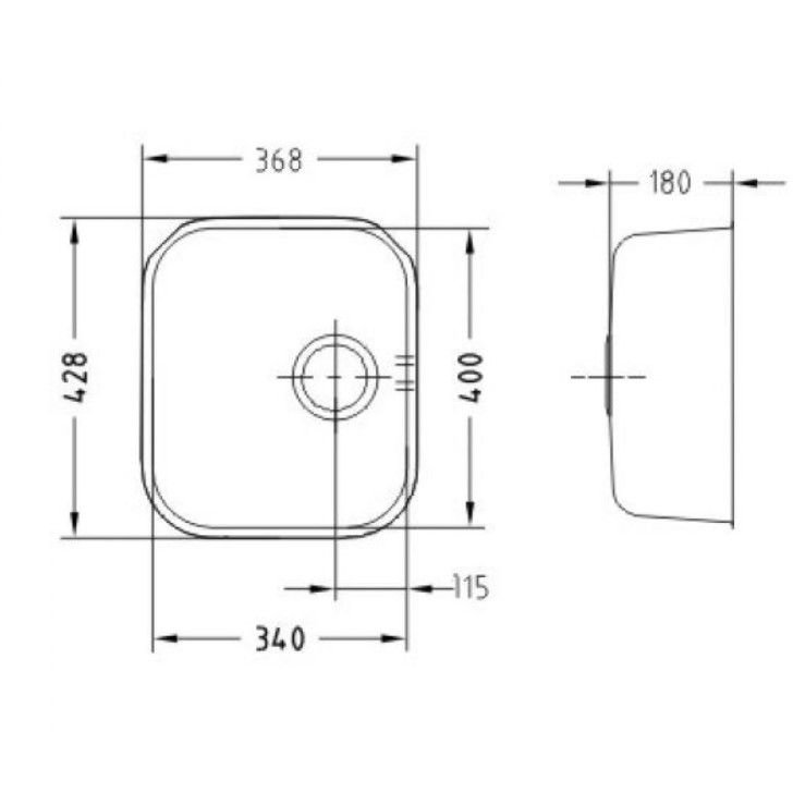 Мойка кухонная прямоугольная Alveus (Алвеус) слив вдоль длинной стороны Variant 40-D Нержавеющая сталь Satin (1009392) с сифоном
