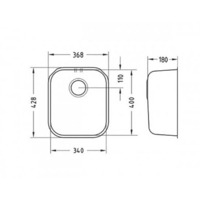 Мойка кухонная прямоугольная Alveus (Алвеус) слив вдоль короткой стороны Variant 40-K Нержавеющая сталь Satin (1009013) с сифоном