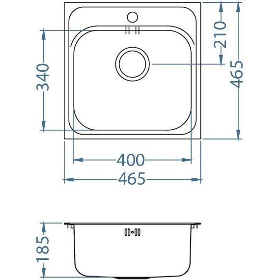 Мойка кухонная квадратная Alveus (Алвеус) Basic 140 Нержавеющая сталь Satin (1100905) с сифоном