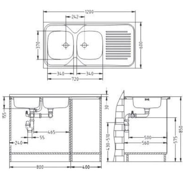 Мойка кухонная прямоугольная Alveus (Алвеус) Classic 100R Нержавеющая сталь Satin (1009085) с сифоном