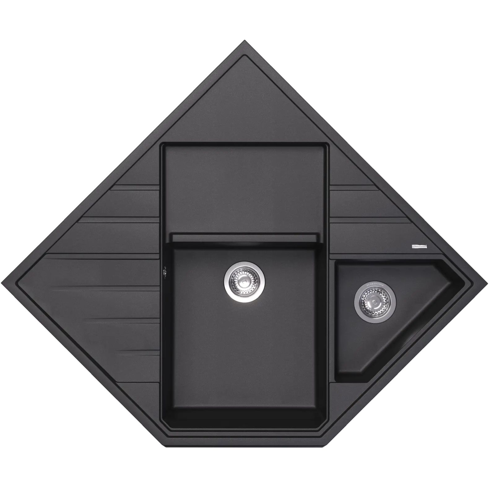 Мойка кухонная угловая Флорентина (Florentina) Бомбей Антрацит (20.375.J0900.302)