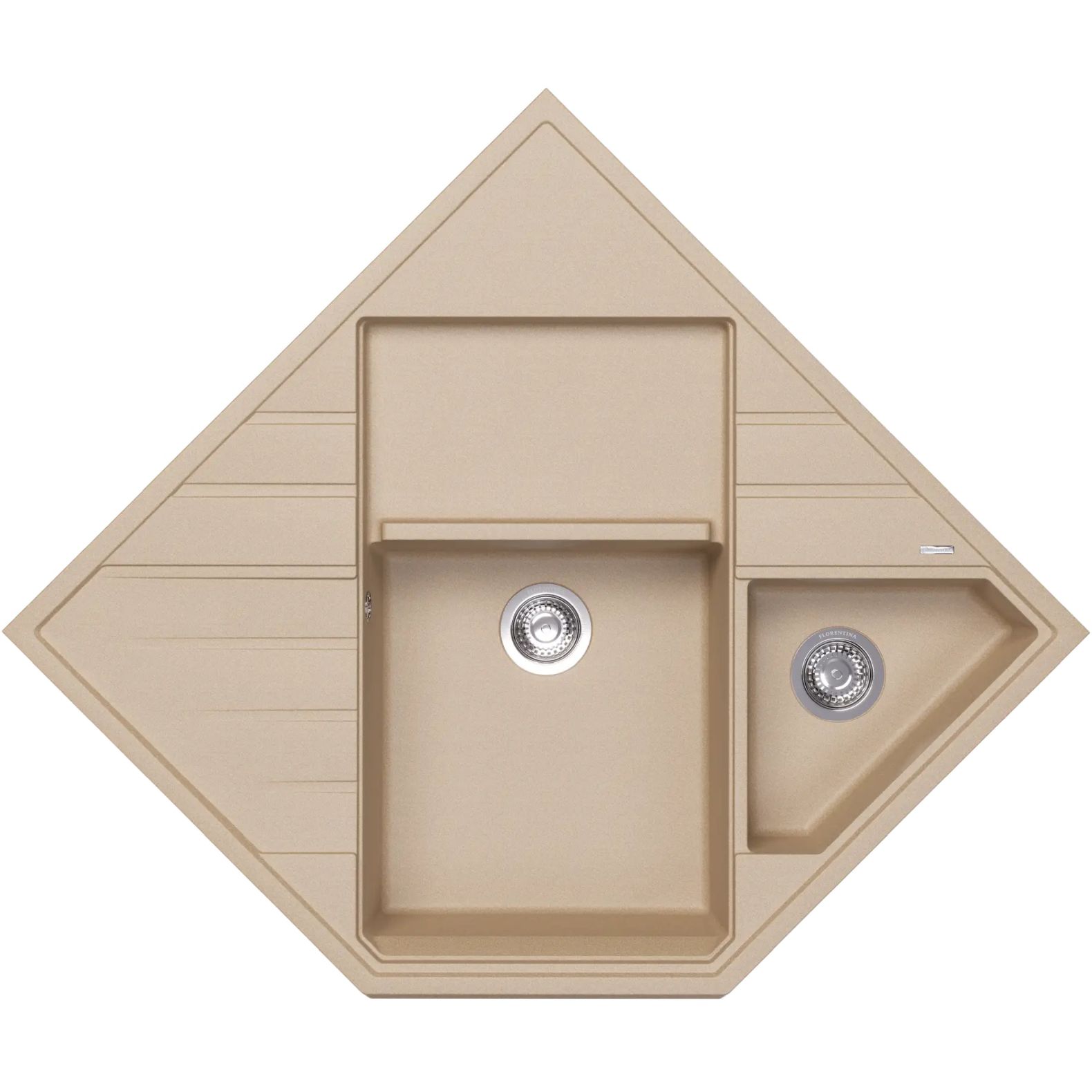 Мойка кухонная угловая Флорентина (Florentina) Бомбей Бежевая (20.375.J0900.104)