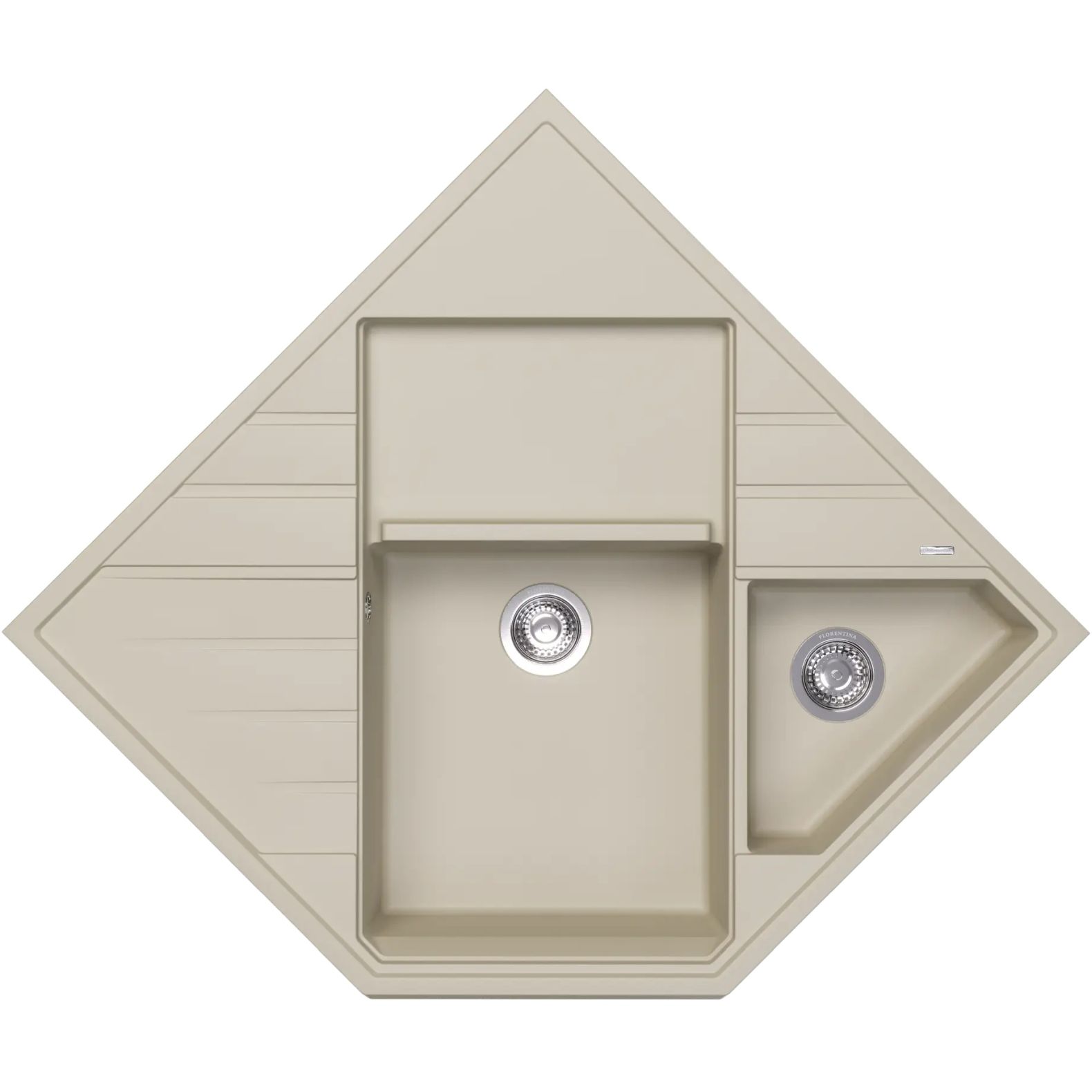 Мойка кухонная угловая Флорентина (Florentina) Бомбей Шампань (20.375.J0900.202)
