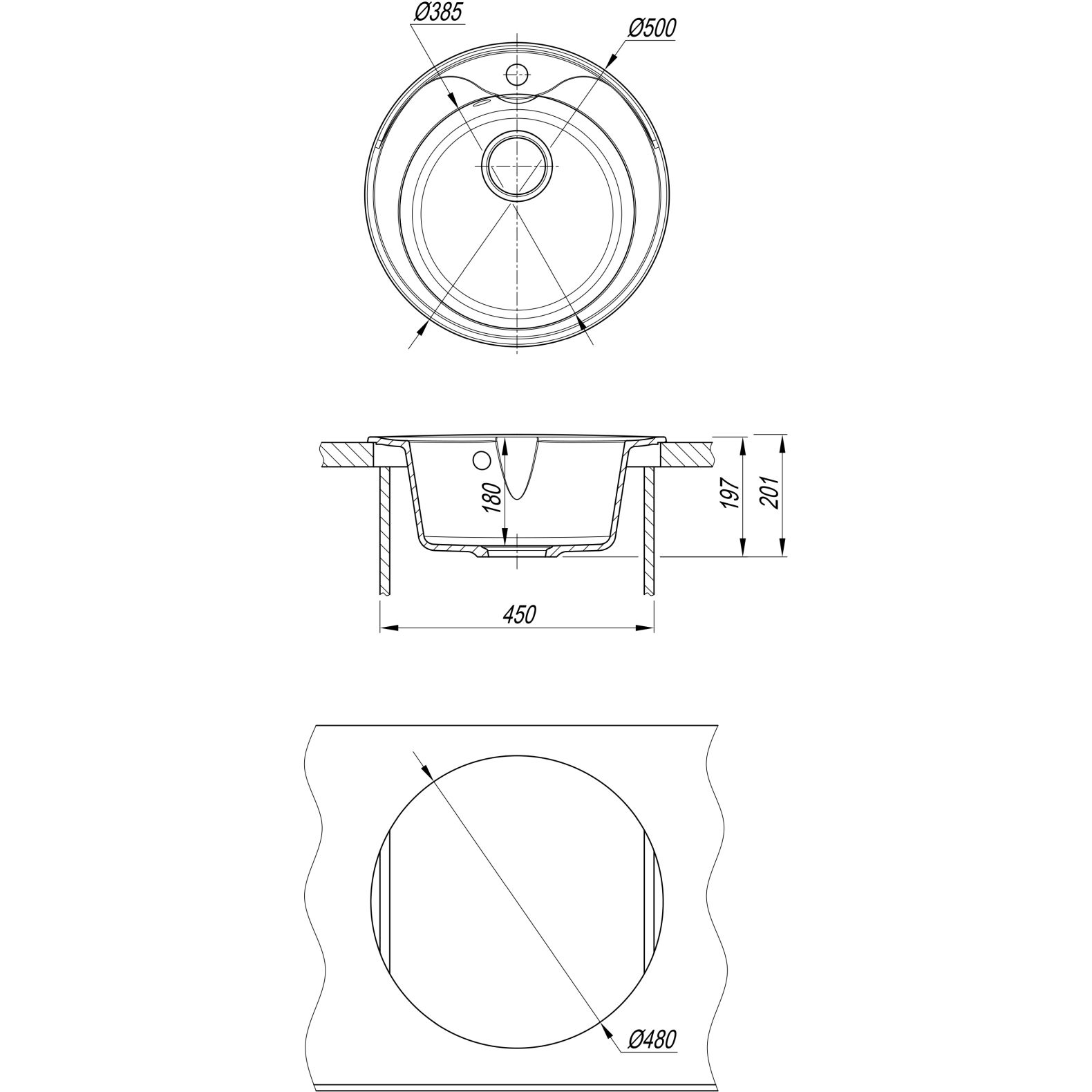 Мойка кухонная округлая Bamboo (Бамбу) Ротанг 500 Белый (29.010.B0500.401)