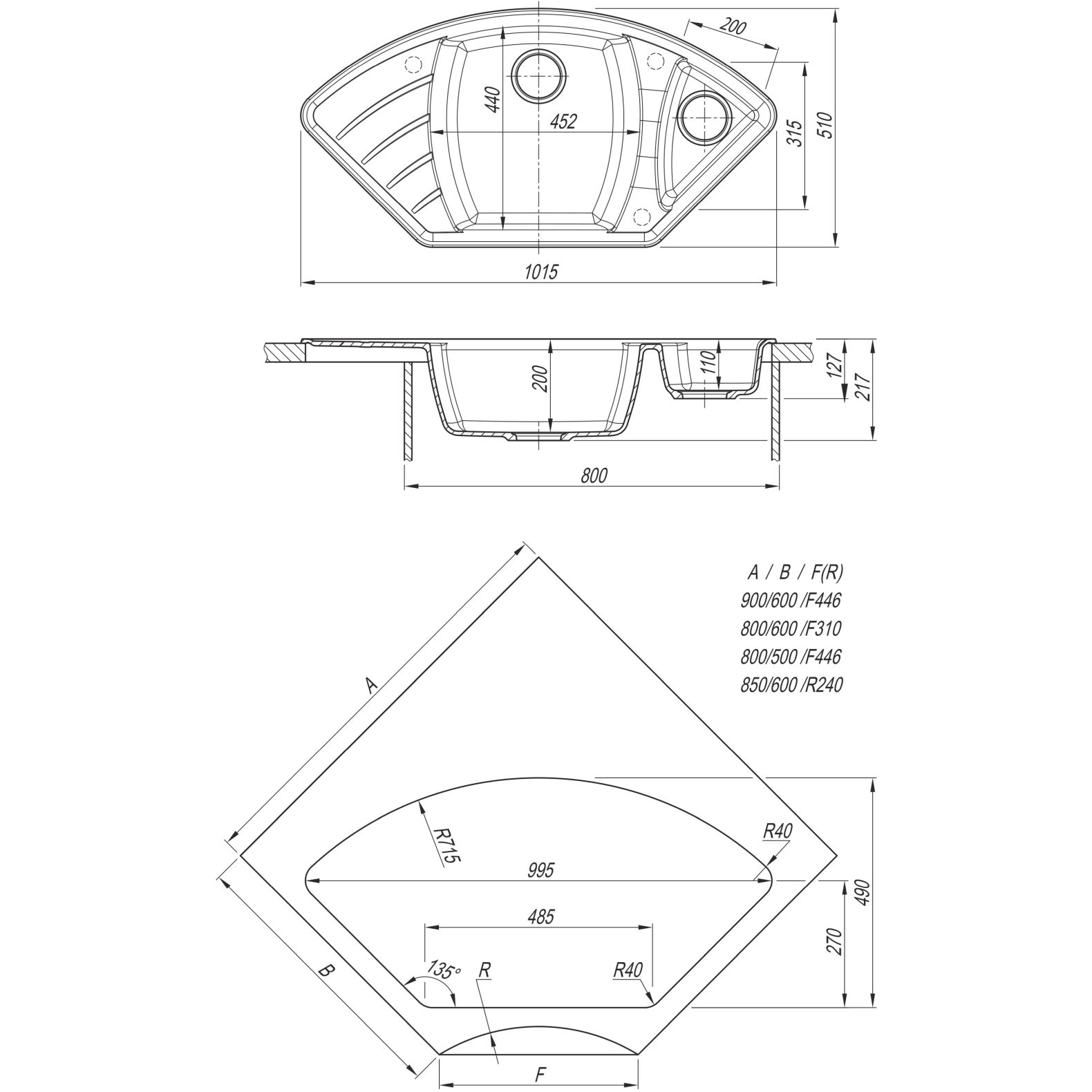 Мойка кухонная угловая Dr. Gans (Др. Ганс) Габи Дюна (25.050.E1015.402)