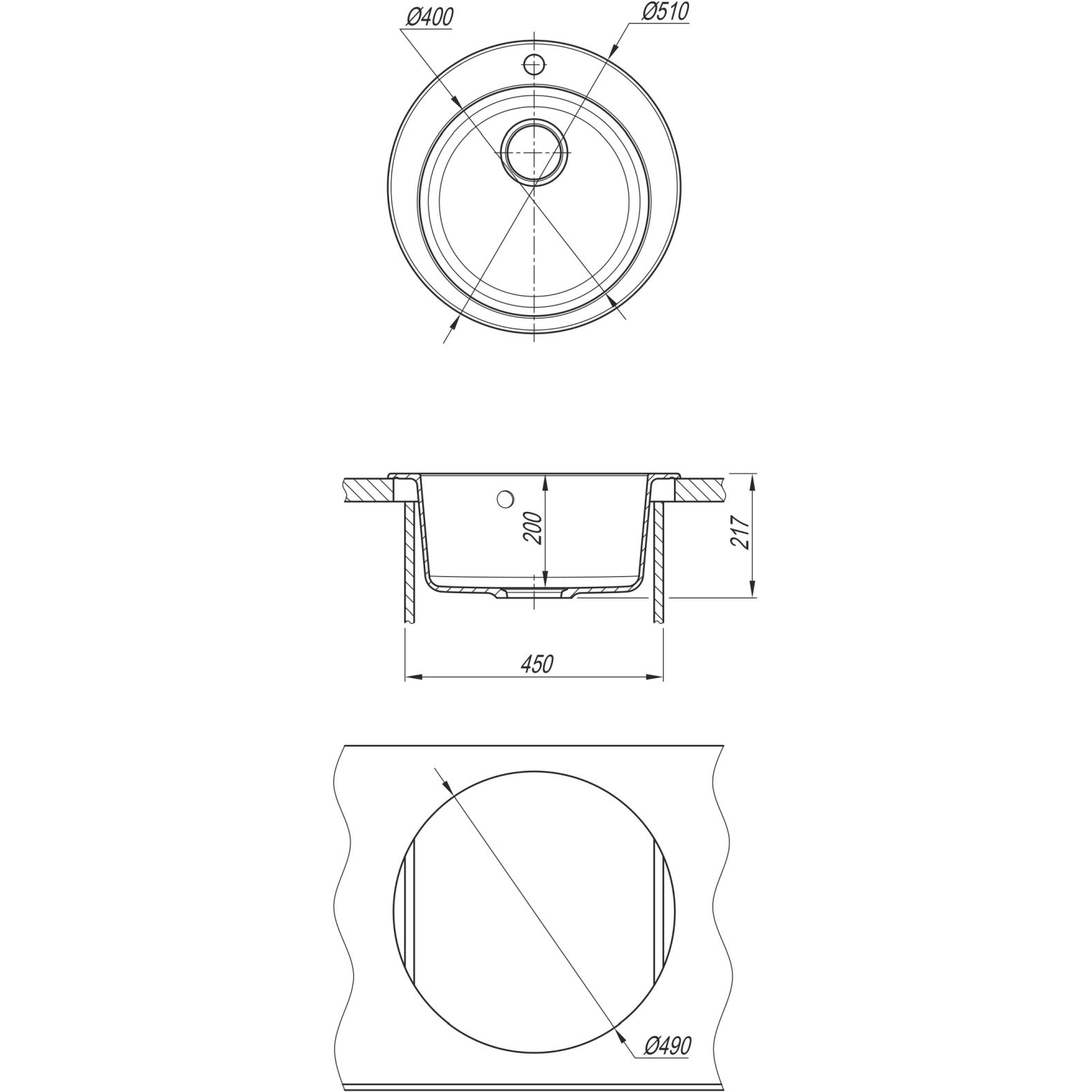 Мойка кухонная округлая Dr. Gans (Др. Ганс) Гала Терра (25.010.B0510.405)
