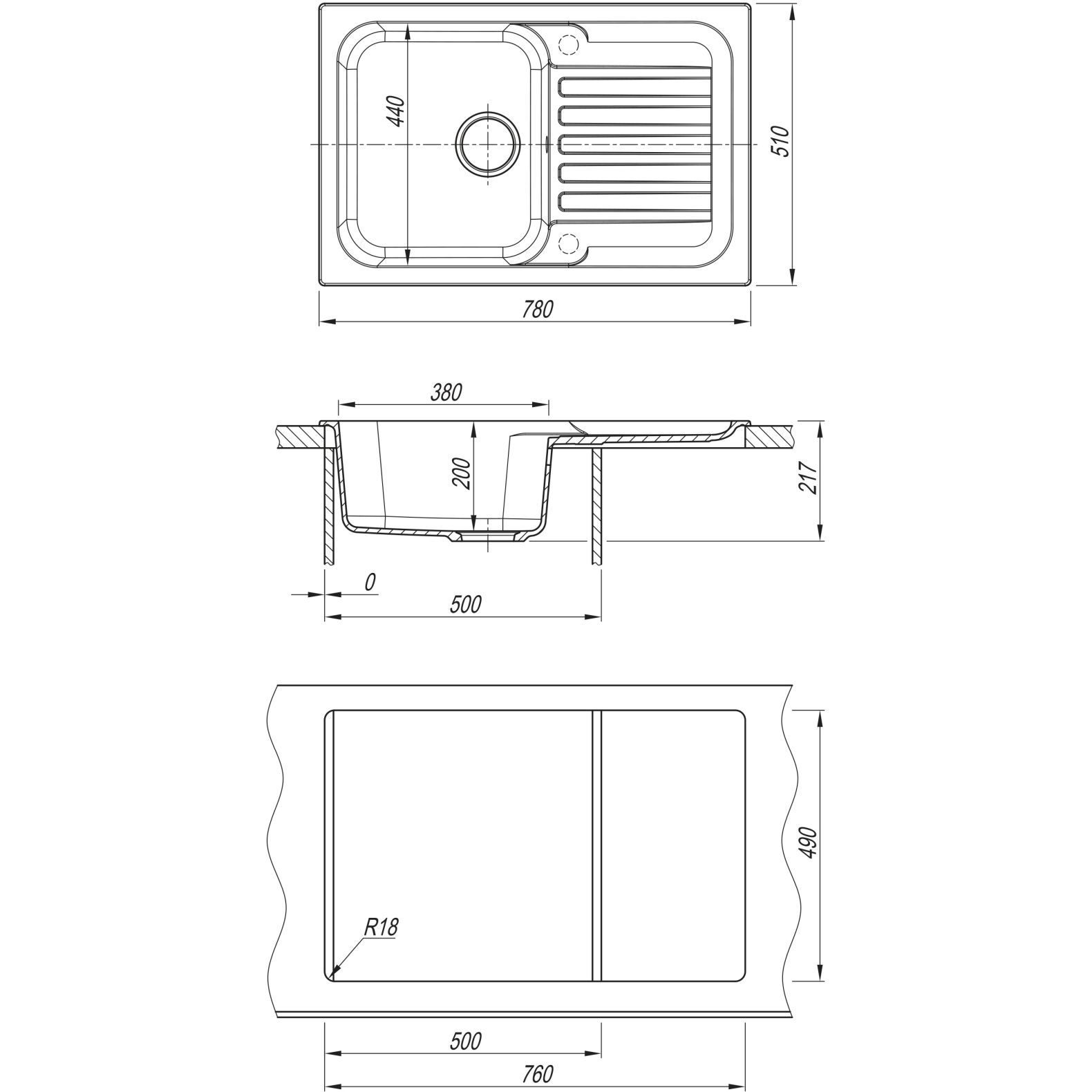 Мойка кухонная прямоугольная Dr. Gans (Др. Ганс) Адель Терракота (25.090.C0780.406)