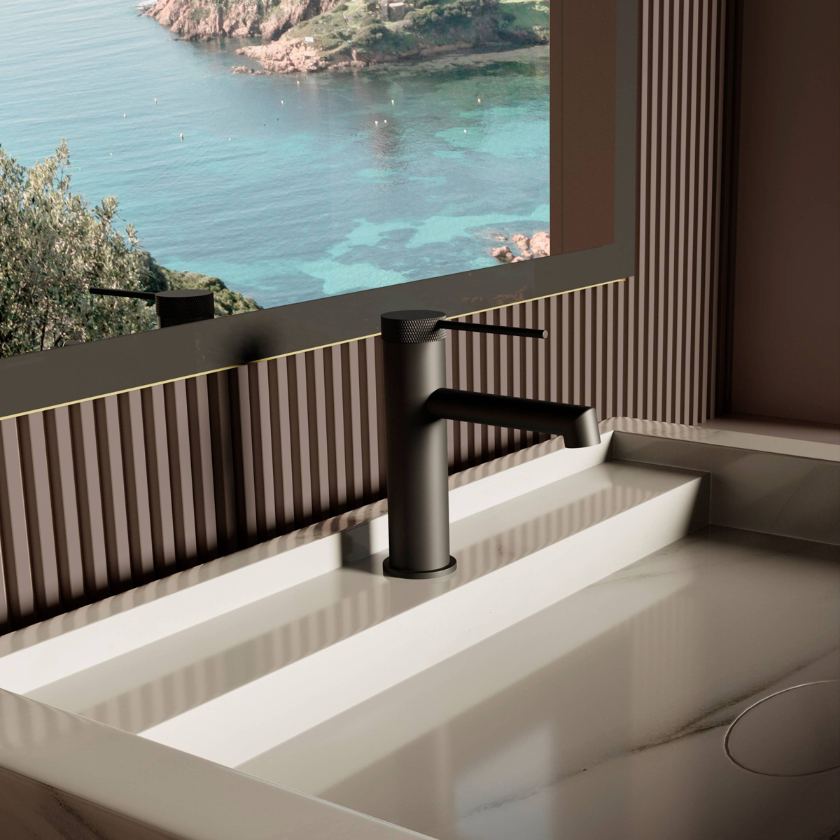 Смеситель для раковины Vincea (Винчея) Rim VBF-2RM1MB однорычажный, матовый черный