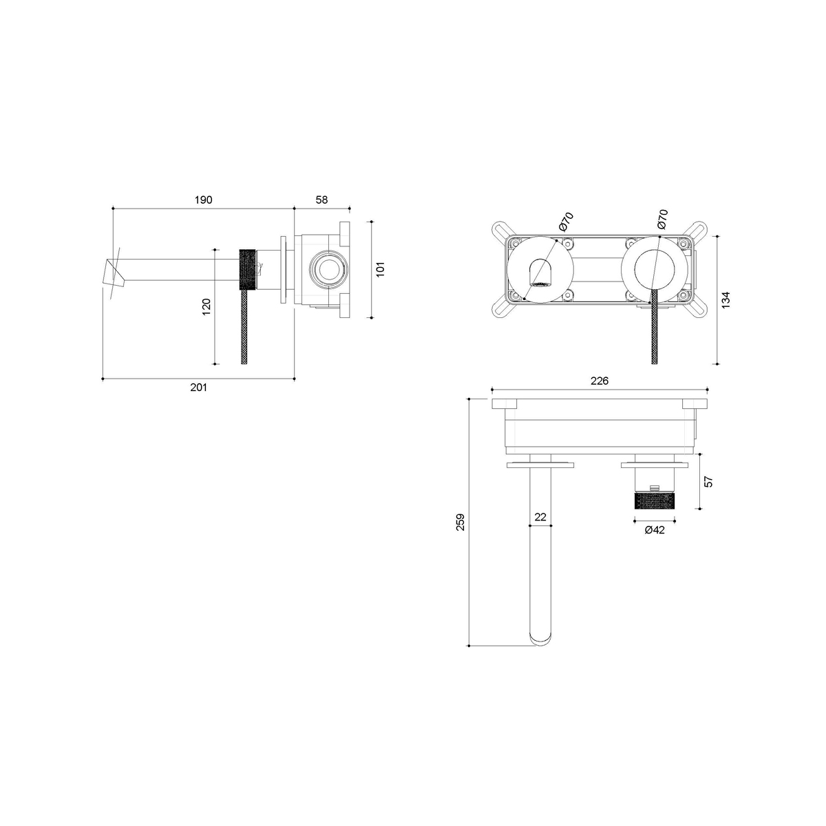 Смеситель для раковины Vincea (Винчея) Rim VBFW-2RM1BG встраиваемый однорычажный, брашированное золото