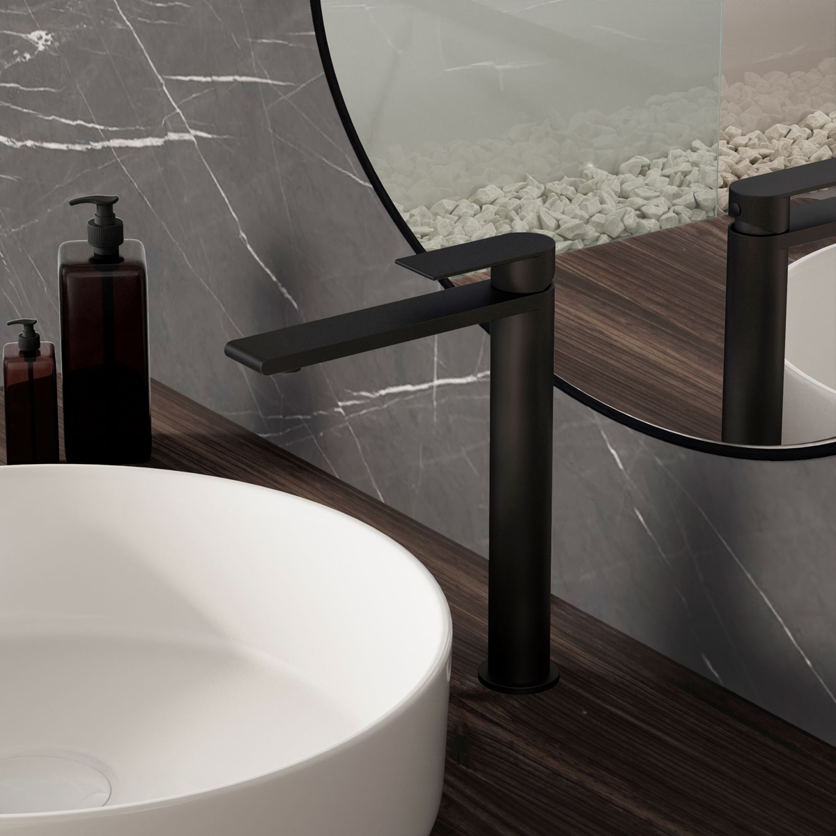 Смеситель для раковины Vincea (Винчея) Vogue (SS) VBF-2VS2MB однорычажный, черный матовый