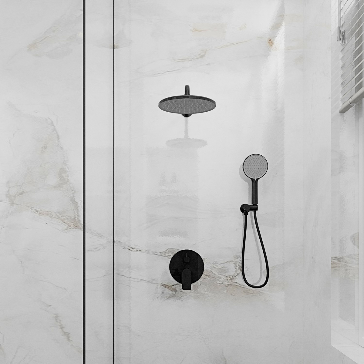 Встраиваемая душевая система Veconi (Векони) LICATA, черный матовый LI-400-B-C4