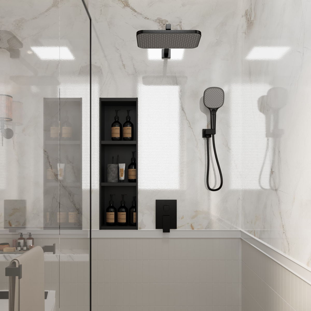 Встраиваемая душевая система Veconi (Векони) AVELLA, черный матовый AV-410-B-C4