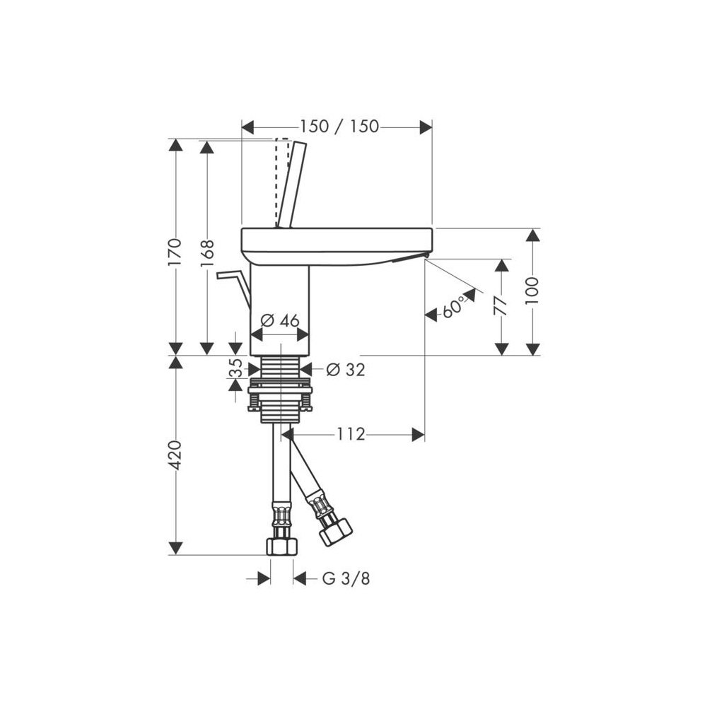 Смеситель для раковины Axor (Аксор) Starck X 80 10070000 хром