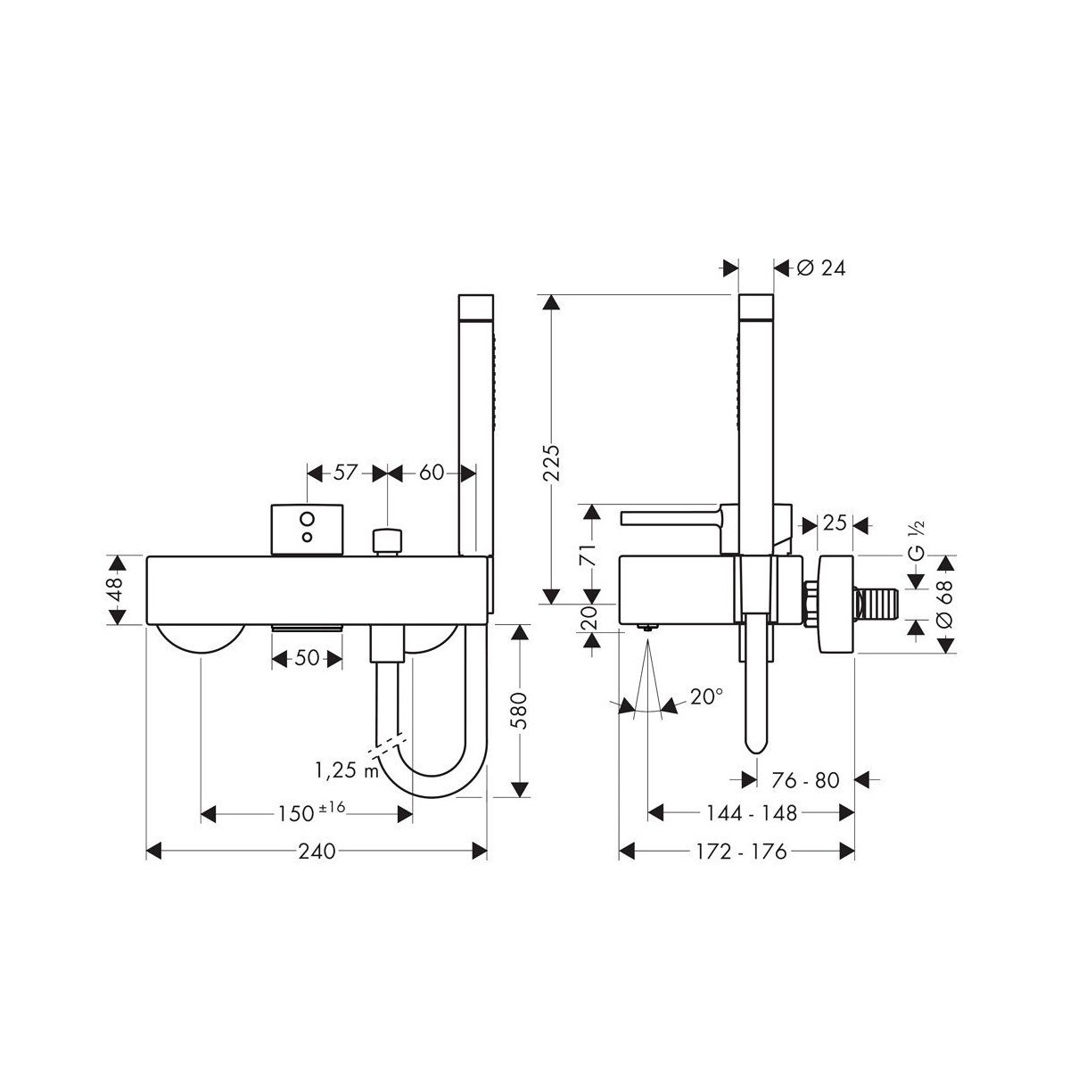 Смеситель для ванны Axor (Аксор) Starck X 10402000 хром