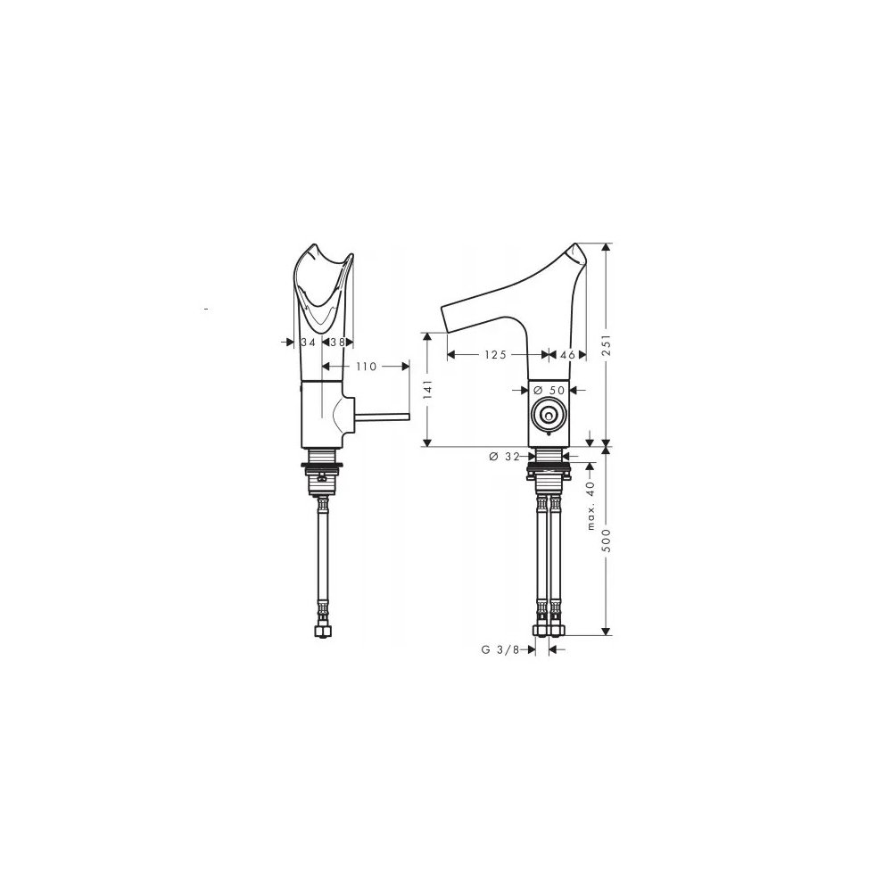 Смеситель для раковины Axor (Аксор) Starck V 12122000 хром