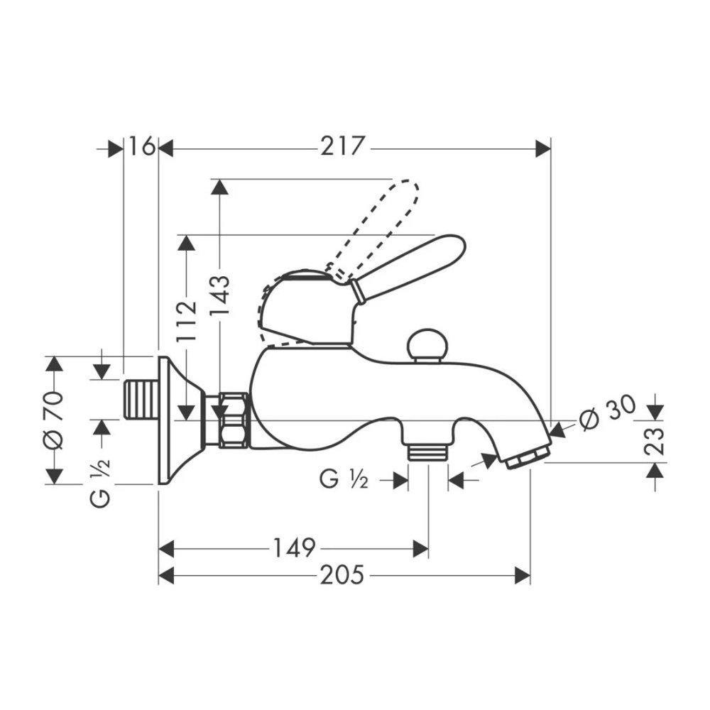 Смеситель для ванны Axor (Аксор) Carlton, однорычажный, 17410000 хром