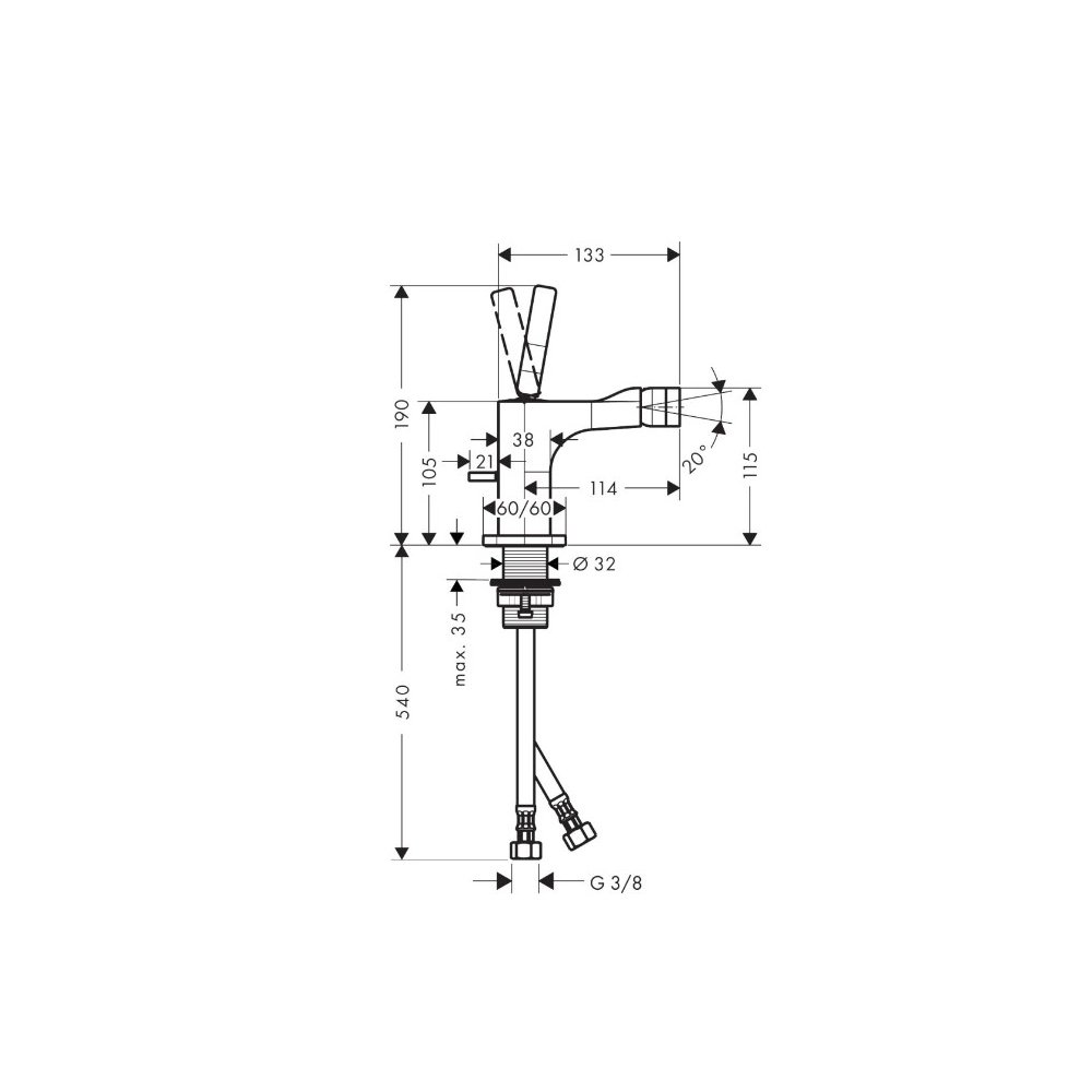 Смеситель для биде Axor (Аксор) Citterio E, однорычажный, со сливным гарнитуром, 36120930 полированная медь