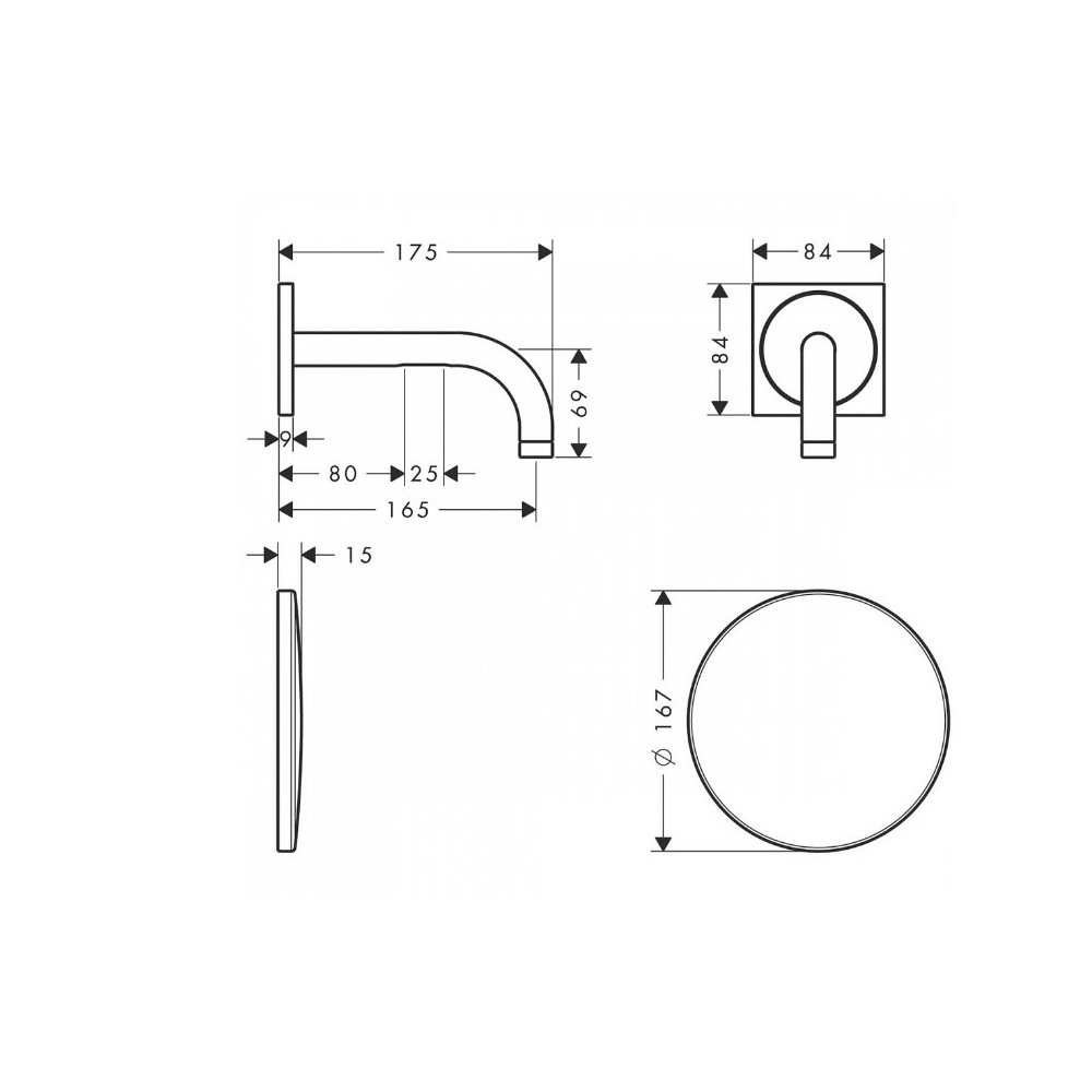Электронный смеситель для раковины Axor (Аксор) Uno настенный, 38119670 матовый черный