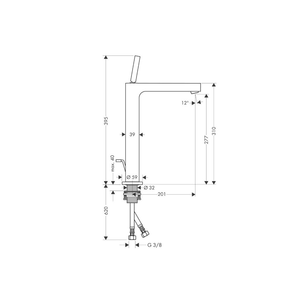 Смеситель для раковины Axor (Аксор) Citterio в форме таза, однорычажный, 39020000 хром