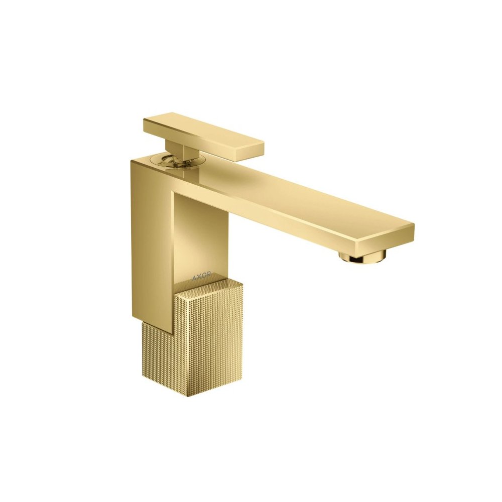 Смеситель для раковины Axor (Аксор) Edge, с донным клапаном push/open, излив 160 мм, 46011990 полированное золото