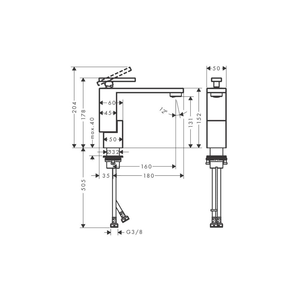 Смеситель для раковины Axor (Аксор) Edge, с донным клапаном push/open, излив 160 мм, 46011990 полированное золото