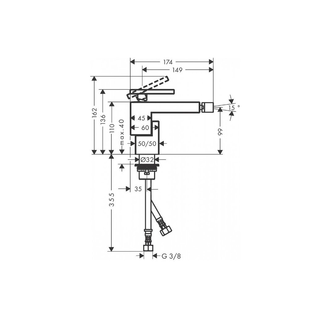 Смеситель для биде Axor (Аксор) Edge, однорычажный, 46210000 хром