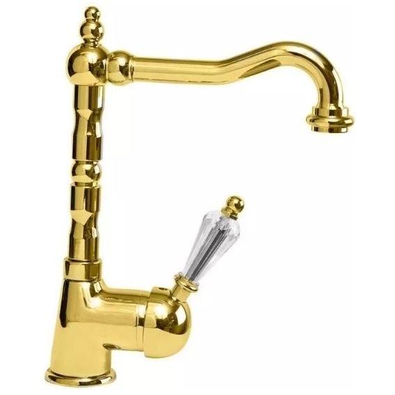 Смеситель для раковины Cezares (Цезарис) однорычажный с донным клапаном, исполнение золото, ручки Swarovski VINTAGE-LSM2-03/24-Sw