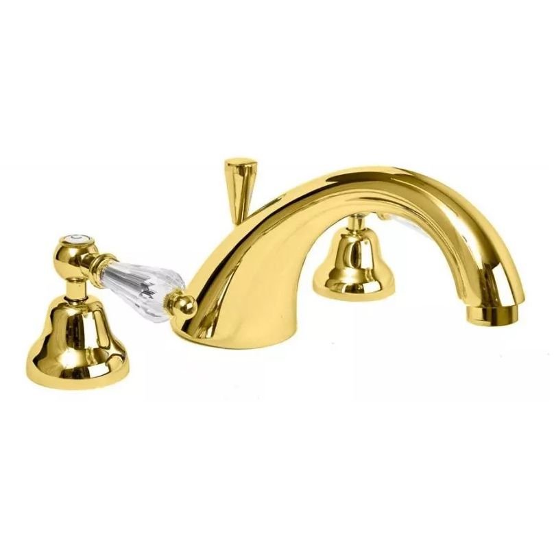 Смеситель на борт ванной Cezares (Цезарис) однорычажный с выдвижным душем и переключателем, золото VINTAGE-BVDM-03/24-Sw