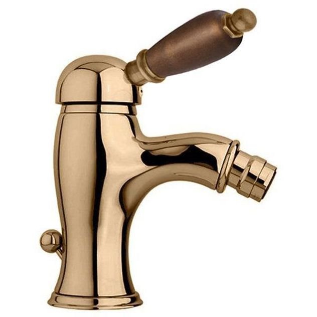 Смеситель для биде Cezares (Цезарис) однорычажный c донным клапаном, исполнение бронза, ручка орех ELITE-BSM1-02-Nc