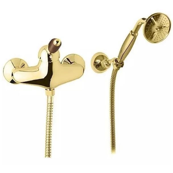 Смеситель для душа Cezares (Цезарис) в комплекте с ручным душем, исполнение золото, ручка орех ELITE-D-03/24-Nc