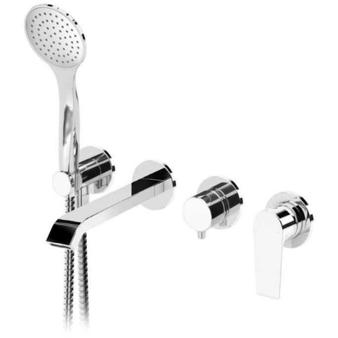 Встраиваемый Смеситель для ванны и душа Cezares (Цезарис) однорычажный с поворотным переключателем на 3 выхода, в комплекте с ручным душем, исполнение Хр NAUTIC-VDM3-01