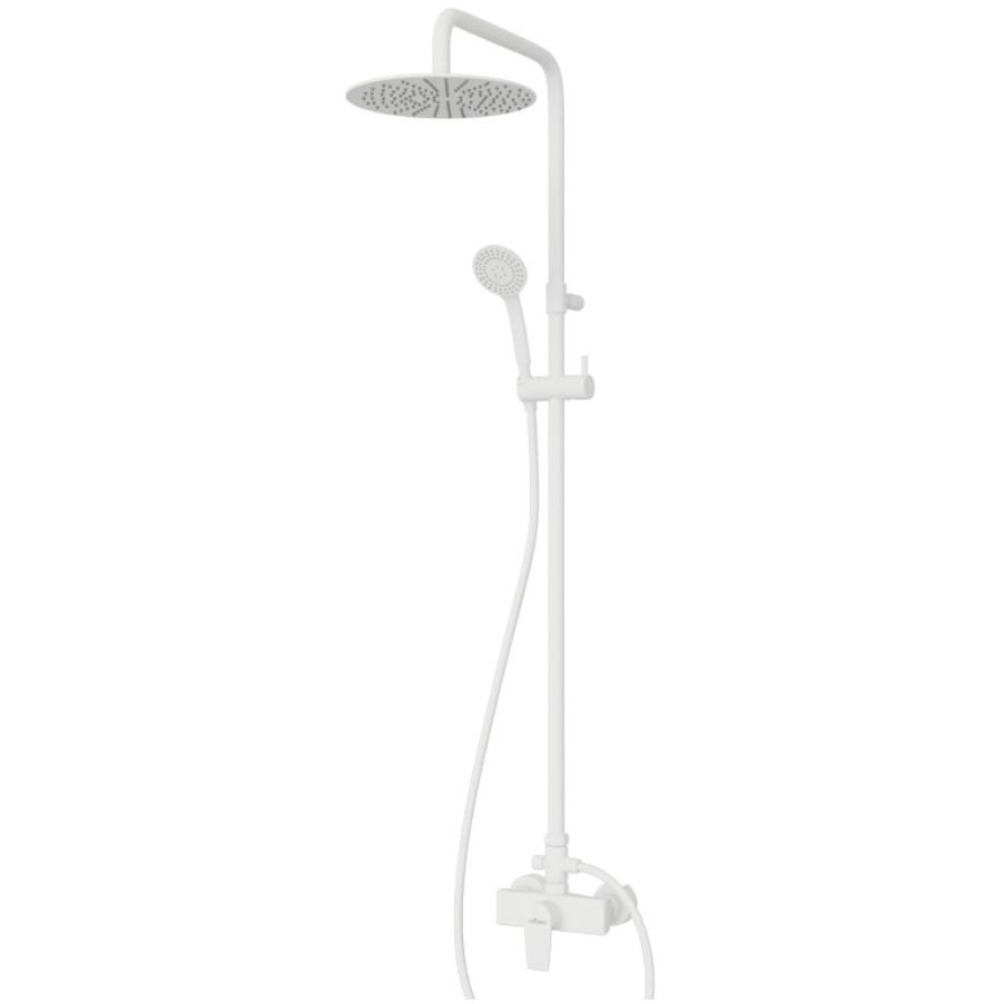 Душевая колонна Cezares (Цезарис) со смесителем для верхнего и ручного душа, исполнение белый матовый NAUTIC-CD-BIO