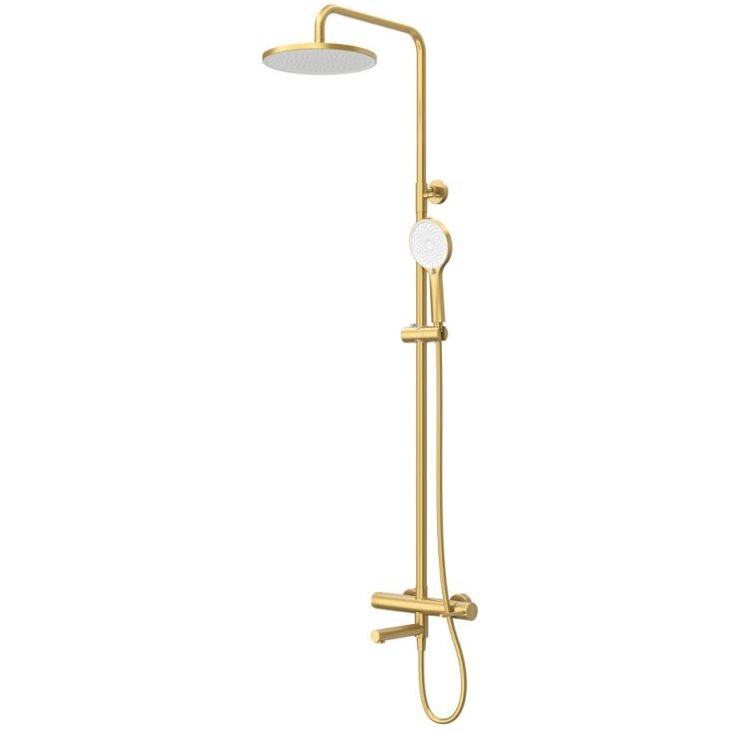 Душевая стойка со смесителем и изливом Cezares (Цезарис), брашированное золото RELAX-CVD-BORO