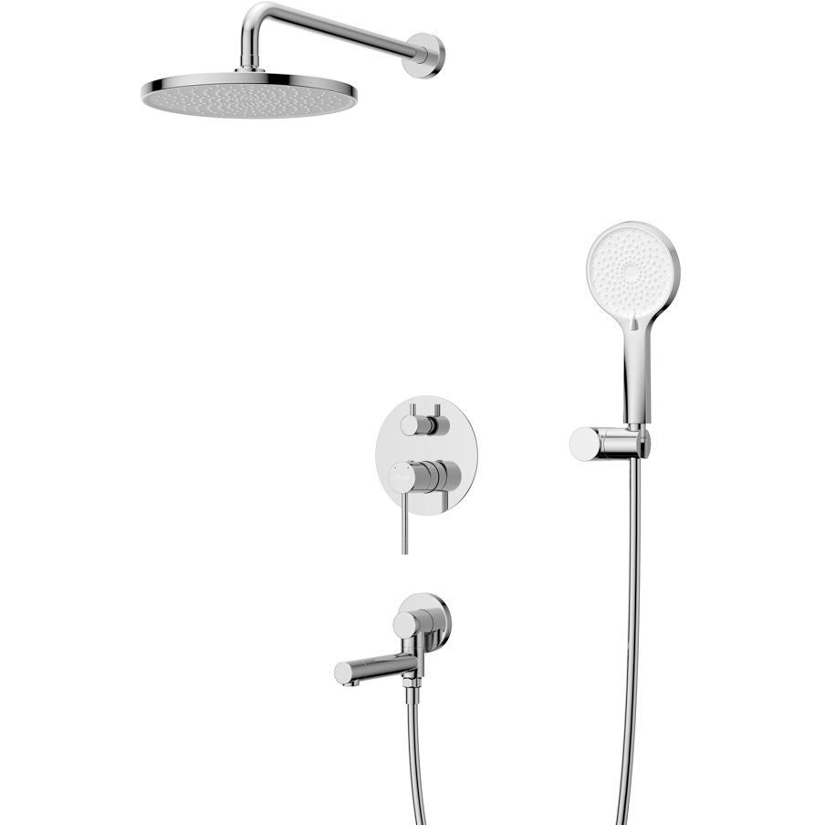 Душевой комплект встраиваемый Cezares (Цезарис) с изливом (смеситель встраиваемый, верхний душ, ручной душ со шлангом, штуцер с держателем), хром RELAX-VDSET-01