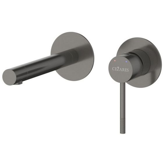 Смеситель для раковины Cezares (Цезарис) встраиваемый с внутренней частью, без донного клапана, оружейная сталь RELAX-BLI2-2-GM-W0