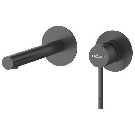 Смеситель для раковины Cezares (Цезарис) встраиваемый с внутренней частью, без донного клапана, черный матовый RELAX-BLI2-2-NOP-W0