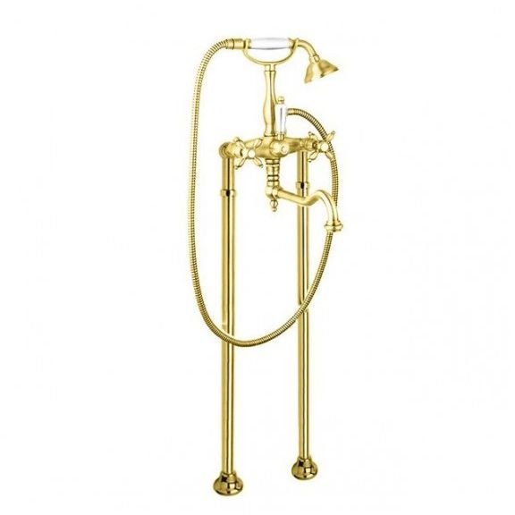 Напольный Смеситель для ванны Cezares (Цезарис) с поворотным изливом и ручным душем, Золото, ручка ручного душа Золото LORD-VDP2-03/24-M