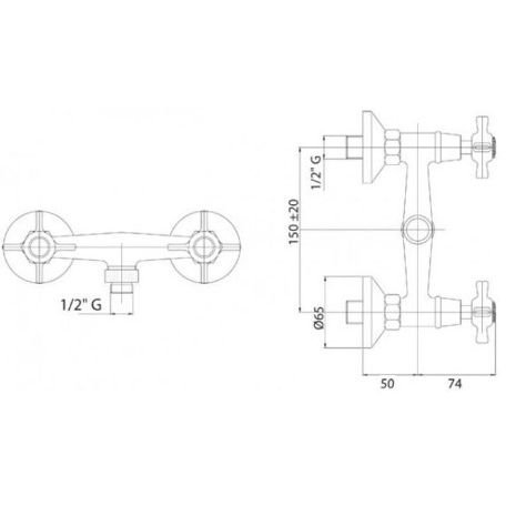 Смеситель для душа Cezares (Цезарис) хром, ручки хром LORD-DS-01