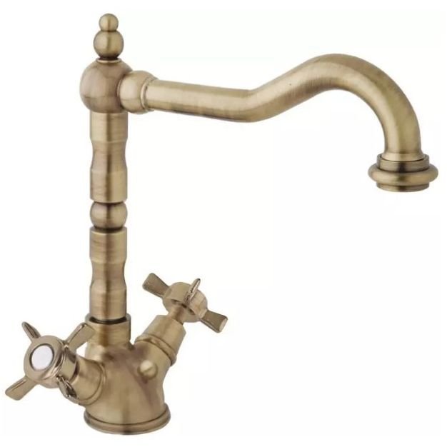 Смеситель для раковины Cezares (Цезарис) с донным клапаном бронза, ручки бронза LORD-LS2-02