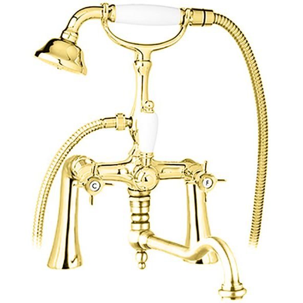 Смеситель на борт ванны Cezares (Цезарис) с поворотным изливом и ручным душем, Золото, ручка ручного душа Золото LORD-PBV2-03/24-M