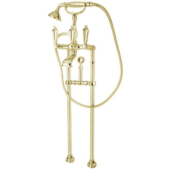 Напольный Смеситель для ванны Cezares (Цезарис) с ручным душем, исполнение золото, ручки золото FIRST-VDPS-03/24-M