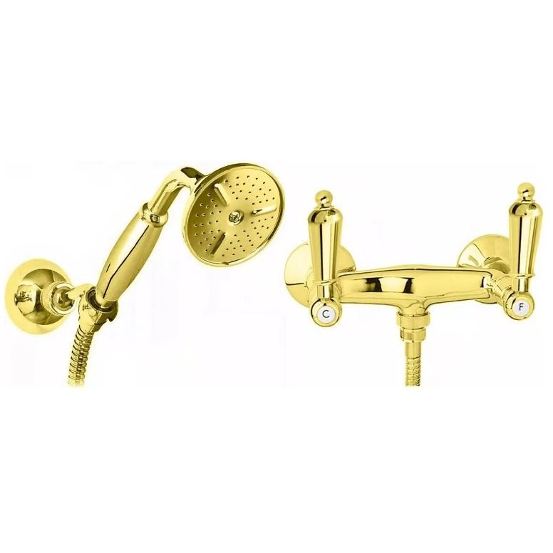 Смеситель для душа Cezares (Цезарис) в комплекте с ручным душем, исполнение золото, ручки золото FIRST-D-03/24-M