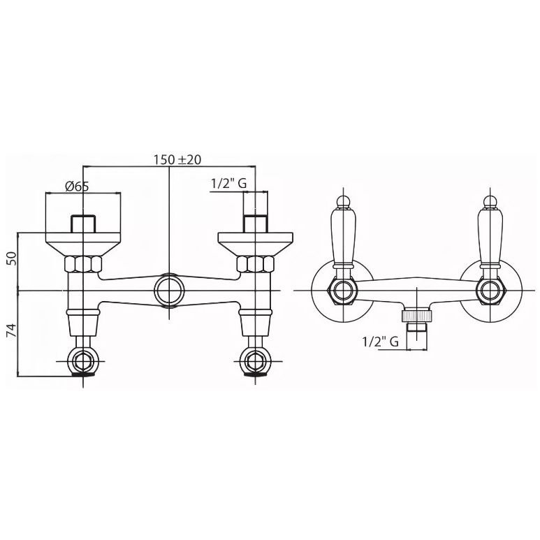 Смеситель для душа Cezares (Цезарис) в комплекте с ручным душем, исполнение золото, ручки золото FIRST-D-03/24-M