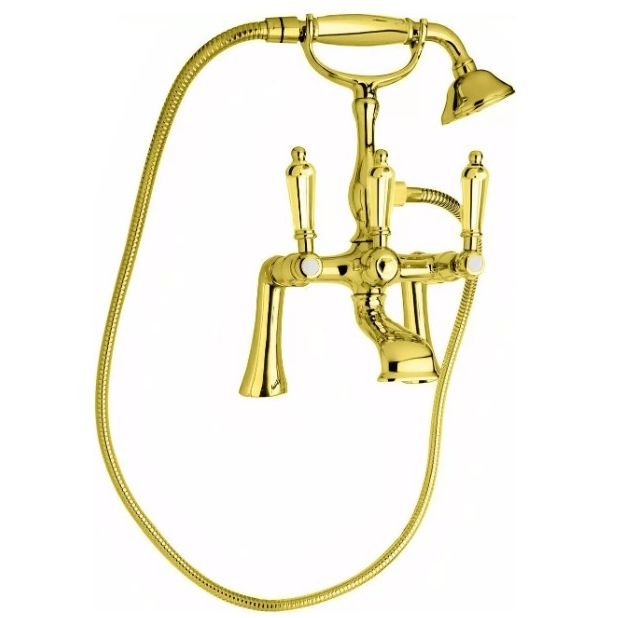 Смеситель на борт ванны Cezares (Цезарис) с ручным душем, золото FIRST-PBV-03/24-M