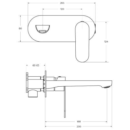 Смеситель для раковины Cezares (Цезарис) встраиваемый с внутренней частью, без донного клапана, брашированное золото STYLUS-BLI1-BORO-W0